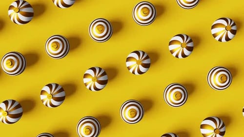 Abstract Gold and White Striped Spheres Looping Animation