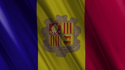 Andorra National Flag Waving Seamless Loop Animation