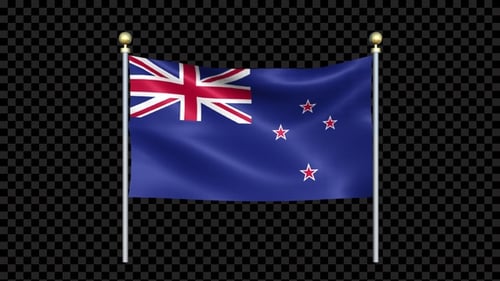 Waving New Zealand Flag Animation with Alpha Channel