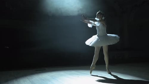 Elegant Ballerina Dancing Ballet Under Spotlight
