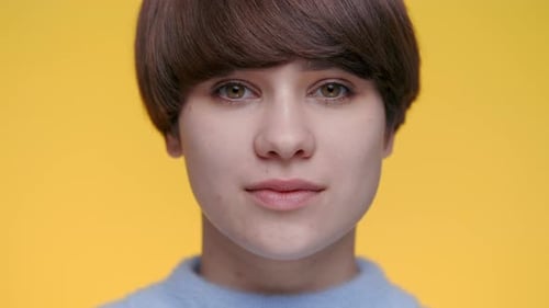 Close Up of Pretty Young Woman with Natural Beauty