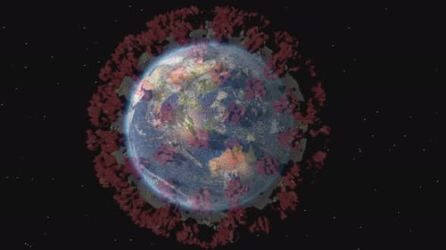 Global Pandemic Virus Spreading on Rotating Planet Earth