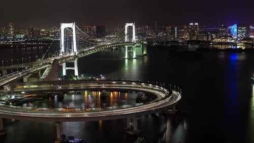 Tokyo japan city rainbow bridge skyline harbour