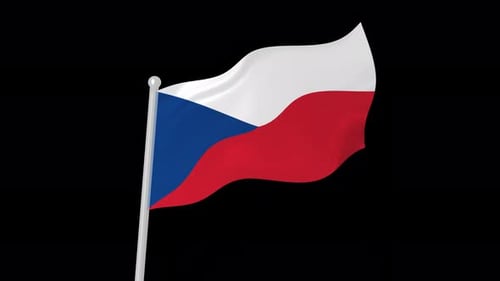 Czechia Flag Flying Wave Animated Black Background