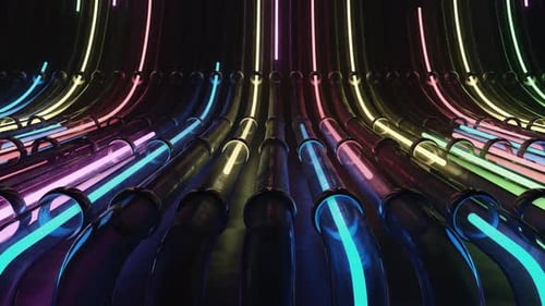 Loop VJ Neonleitungen, die durch Rohre verlaufen
