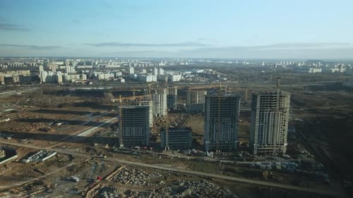 Aerial View of High Rise Building Construction Site