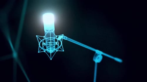 Professional Microphone Hologram Close Up 4k