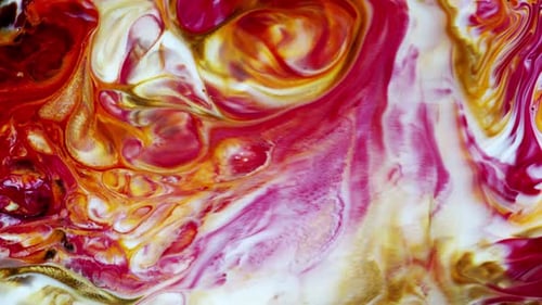 Swirling Abstract Colors in Red, Gold, and White