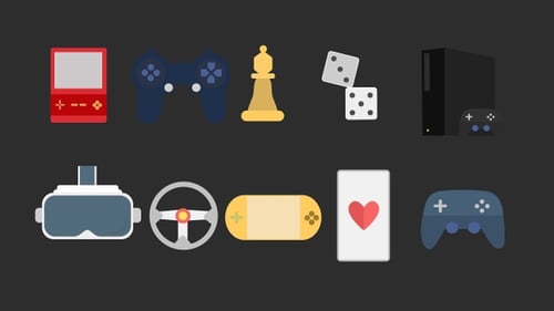 Animated Flat Design Gaming Device Icons