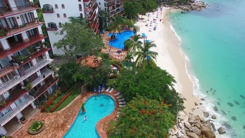Tropical Beach Resort With Turquoise Waters Aerial View