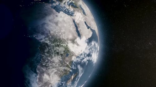 Planet Earth Rotating in Space, Day to Night Transition