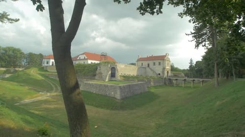Medieval fortress seen on a cloudy day