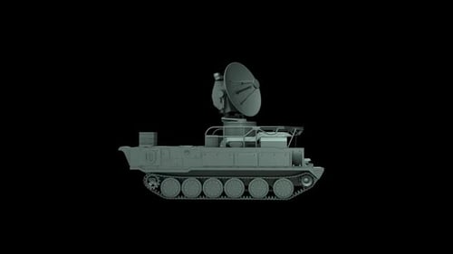 Military Radar Tracked Vehicle Rotating Dish 3D Model
