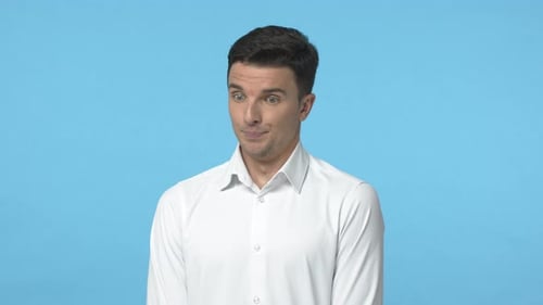 Slowmotion Annoyed and Overwhelmed Hesitant Young Man Feeling Pressure Before Important Interview