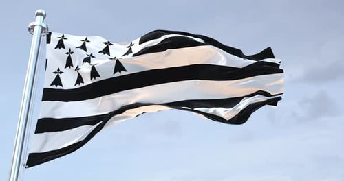 Realistic Brittany Flag Waving on a Clear Day