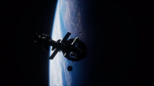 Space Station Orbiting Earth View