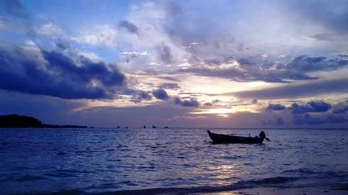 Aerial drone panorama of marine bay beach time by ocean with sand background