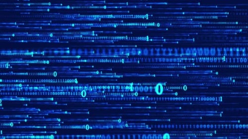 Dynamic Blue Binary Code Digital Data Stream Background Loop