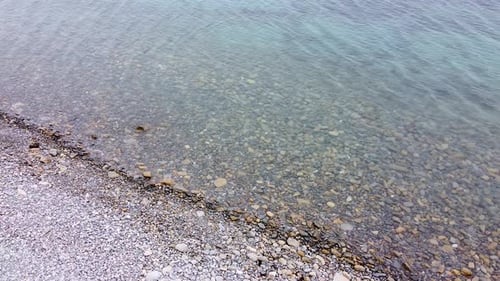 Transparent sea water. Rocky bottom. Geology of the seabed