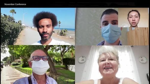 Diverse people having video meeting during coronavirus pandemic