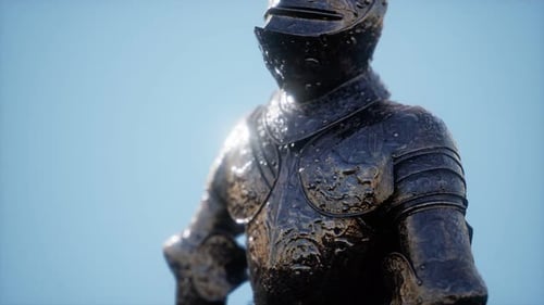 Detailed Medieval Knight Armor Close-up with Ornate Patterns