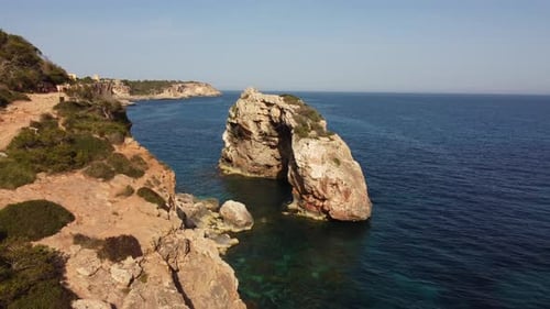 Es Pontas Natural Stone Arch in Cala Santanyi in Mallorca or Majorca, Spain