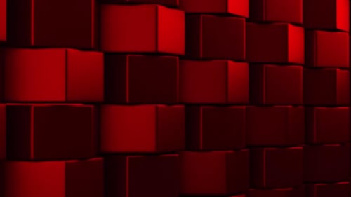 Dynamic Red 3D Cube Wall Loop Animation Background
