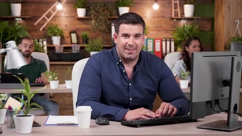 Portrait of Smiling Office Worker in Casual Clothes