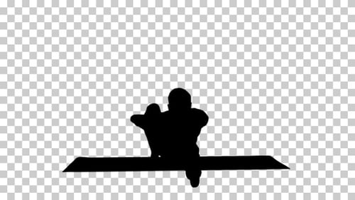 Silhouette Man in yoga pose, Alpha Channel