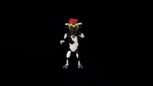 Festive Christmas Cow Dancing with Santa Hat