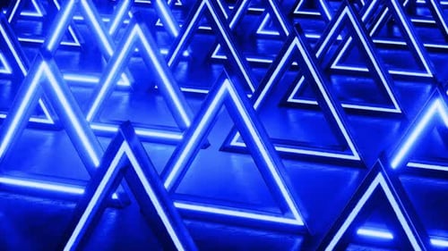 Abstract Neon Blue Glowing Triangles Loop Background