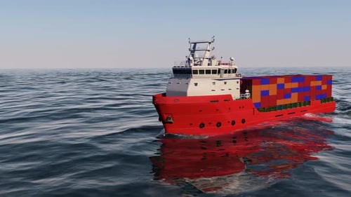 Aerial View of Container Cargo Ship