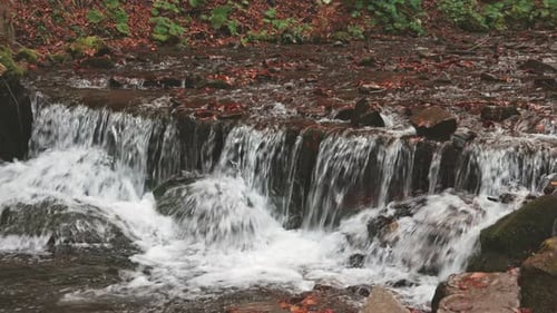 Beautiful Waterfall Shipot in the Autumn Forest