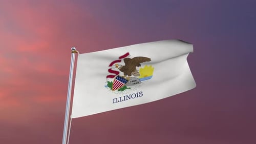 Flag Of Illinois Waving 4k