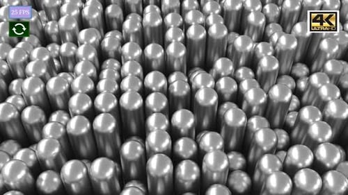 Abstract Silver Metallic Cylinders and Spheres Moving Background