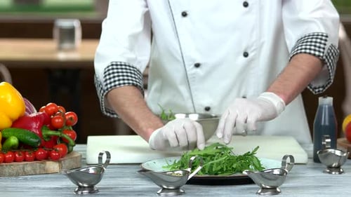 Chef Preparing Salad, Herb.