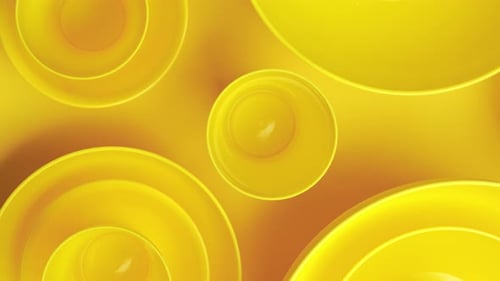 Abstract Bowls and Plates on Yellow Background