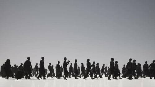 Seamless Loop of Silhouetted People Walking