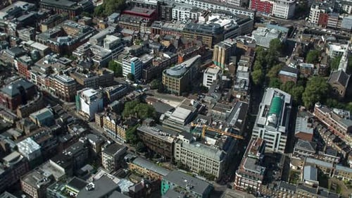 London city aerial helicopter flight urban skyline