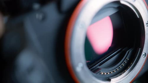 digital matrix of a camera with a working shutter shot close-up