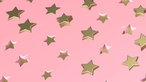 3D Golden Stars Animation on Pink Background Loop