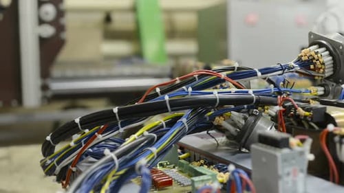 Electronic Circuit Board with Wires and Connectors