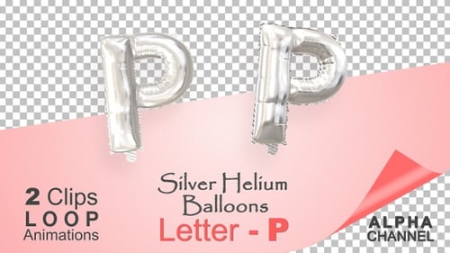 Silver Foil Balloon Letter P Loop Animation