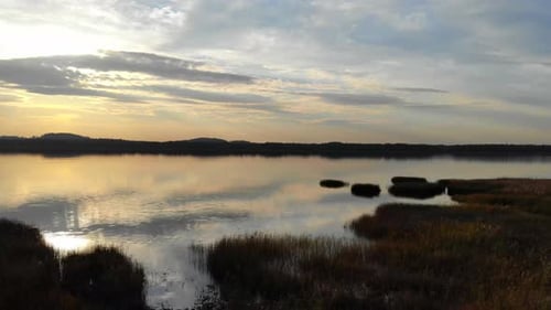 Golden Lake Sunset Aerial View