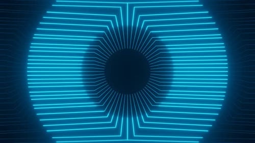 Dynamic Neon Blue Geometric Circle Animation