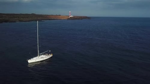 View From the Height of the Yacht Near the Lighthouse Off the Coast of Tenerife Canary Islands Spain