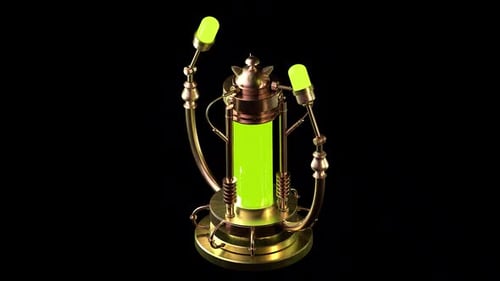 Futuristic Sci-Fi Energy Device with Green Liquid Animation