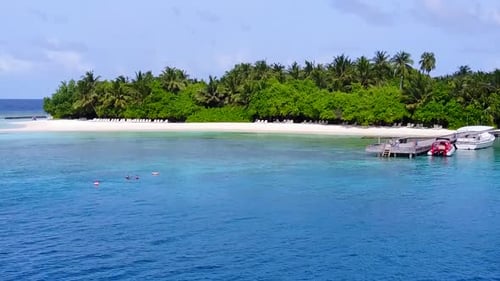 Aerial drone landscape of seashore beach by ocean with sand background