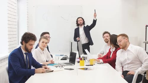 Business Presentation in Modern Office Conference Room