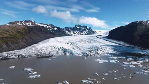 Aerial Panoramic View of the Skaftafell Glacier Vatnajokull National Park